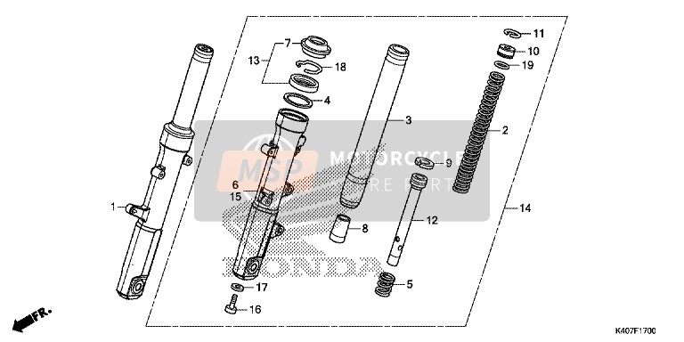 51401K40F01, Veer, Voorvork, Honda, 0